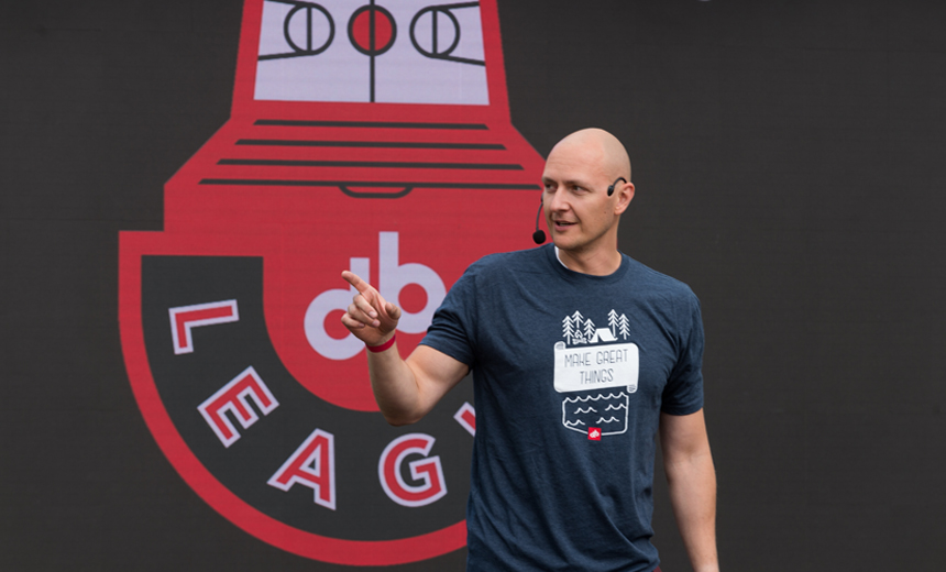 Aurimas gives a presentation at Devbridge Summer Camp 2017